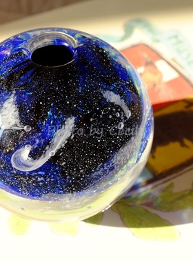 日本艺术家黑川大介星空银河花瓶手吹玻璃花插茶具礼品耀变带铭刻
