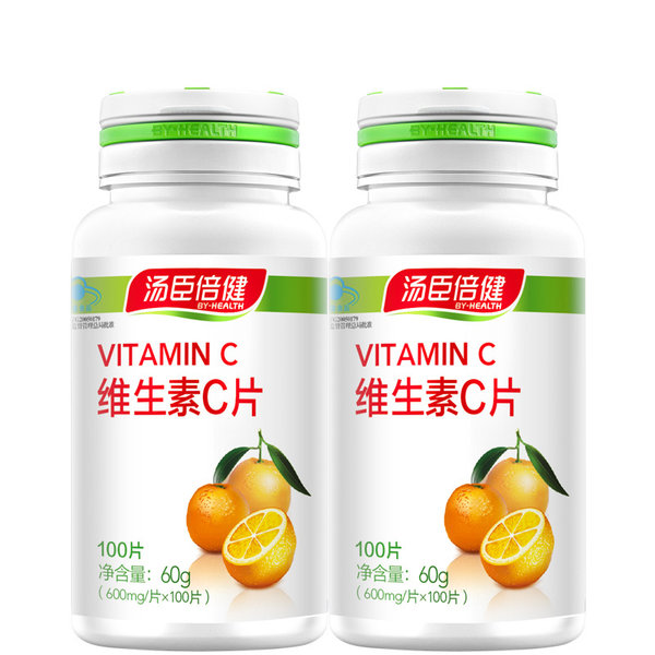 汤臣倍健 维生素C片 600mg*100片*2瓶 双重优惠折后￥49包邮（￥89-10-30）