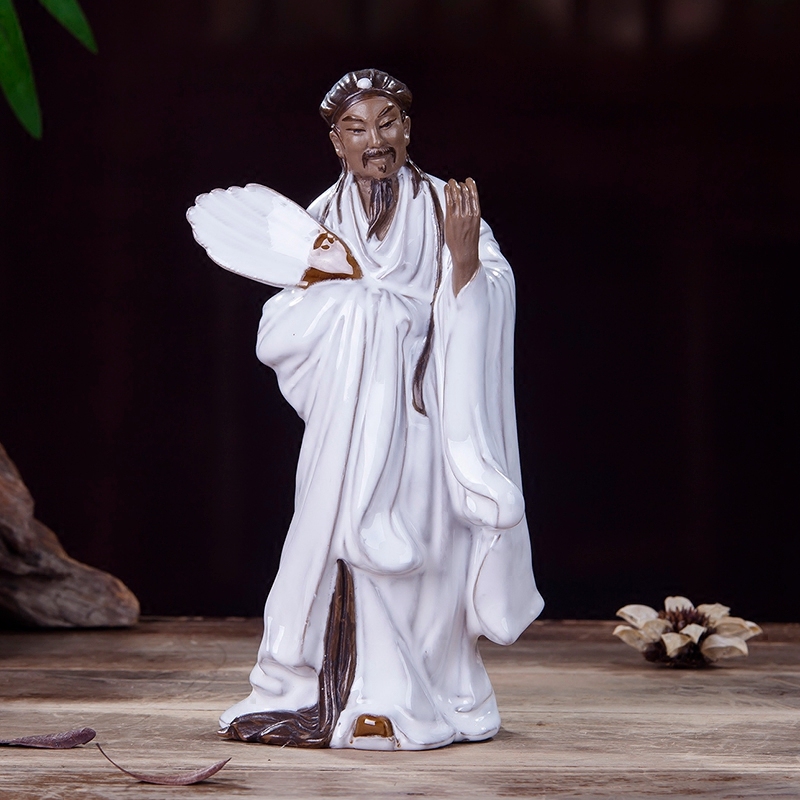 石湾公仔孔明诸葛亮陶瓷像摆件家居饰品 客厅电视柜 三国人物雕塑