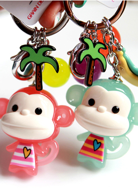 韩国进口GRAIN DE BEAUTE品牌可爱小猴子香蕉钥匙圈包包挂件 AZ13