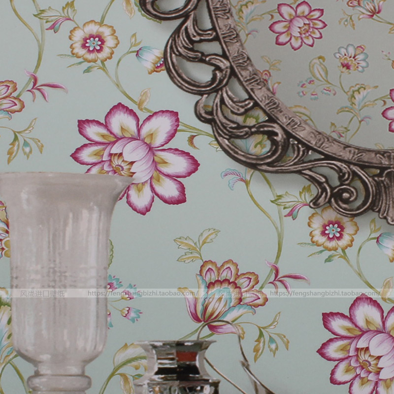 清新花朵ab版竖条纹客厅卧室墙纸