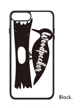 适用于iPhone啄木鸟黑白剪影动物Xr手机壳max保护套678plus硅胶11