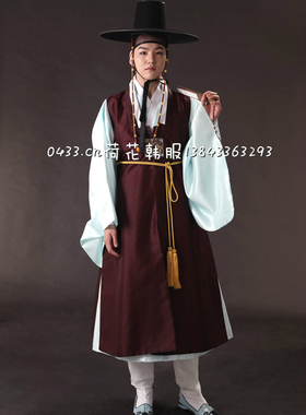 韩国进口洋缎子男士韩服/男士富人家族韩服/H-M01107-3