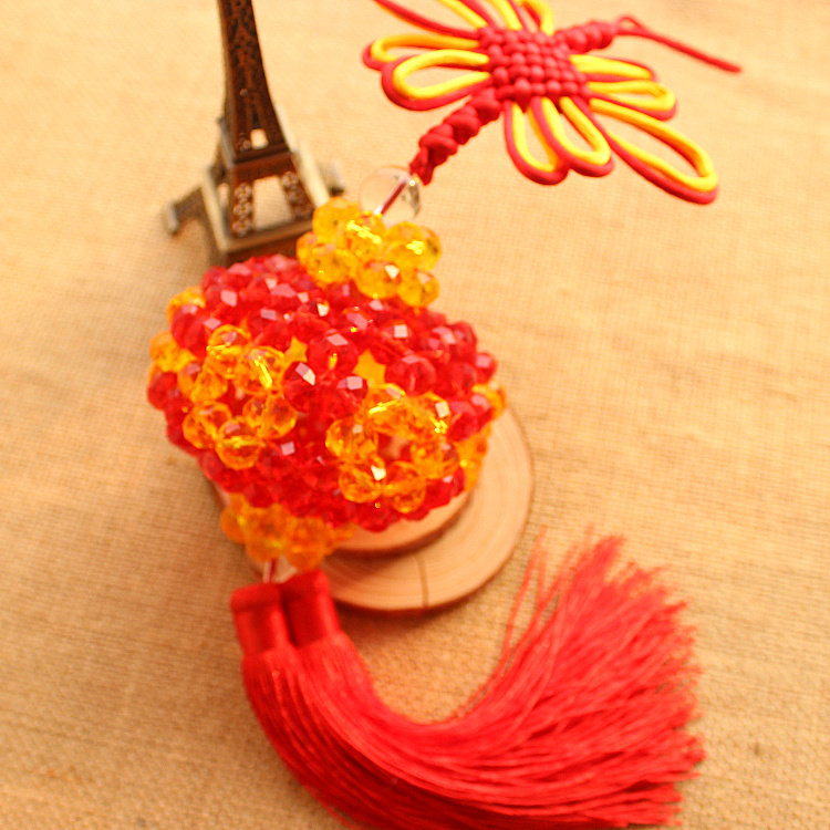 摆客帝国 水晶工坊 手工水晶串珠diy 汽车挂件 喜庆水晶灯笼 车挂