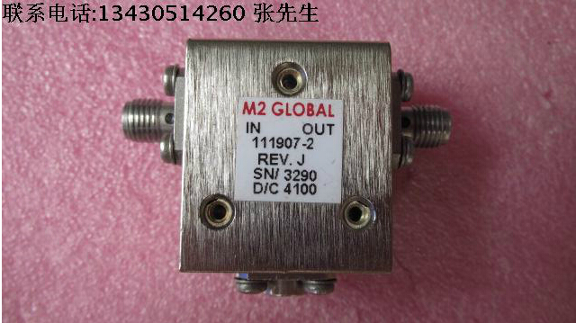美国M2 GLOBAL进口 113942-2 3.4-4.5GHz SMA RF 射频微波同轴隔离器 质量包好，包能用 可提供详细测试图 请放心购买 频率范围：3.4-4.5GHz 插损:＜0.5dB， 隔离度.:＞20dB， VSWR:＜1.35，SMA接头