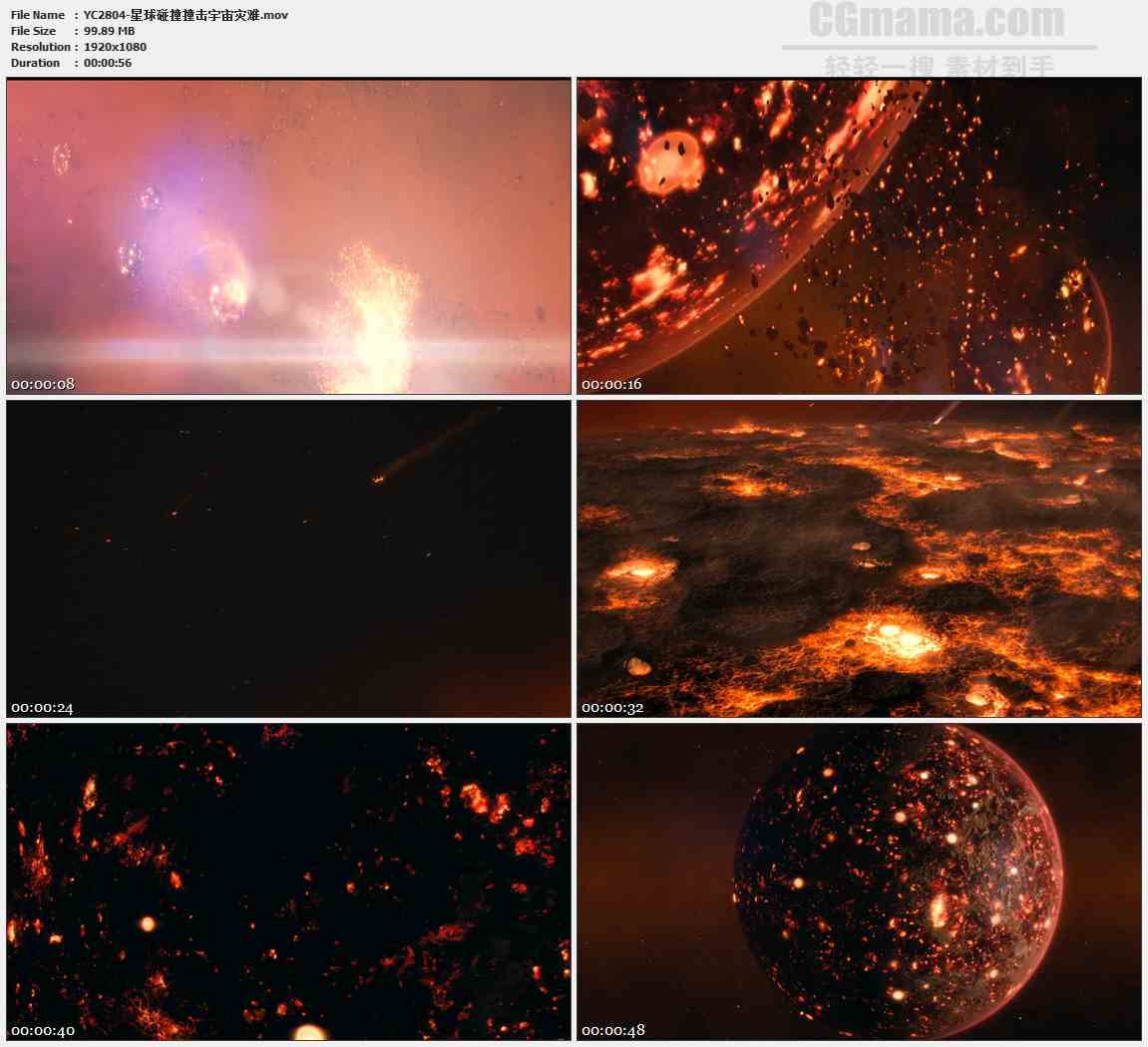 星球碰撞撞击宇宙灾难高清实拍视频素材