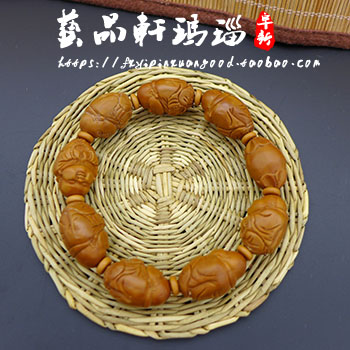 正品纯原色橄榄核 手工雕刻佛珠手串/手链Q版男款弥勒佛 新品包邮