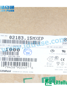 littelfuse带引脚玻璃保险管02183.15MXEP力特保险管体积5*20MM