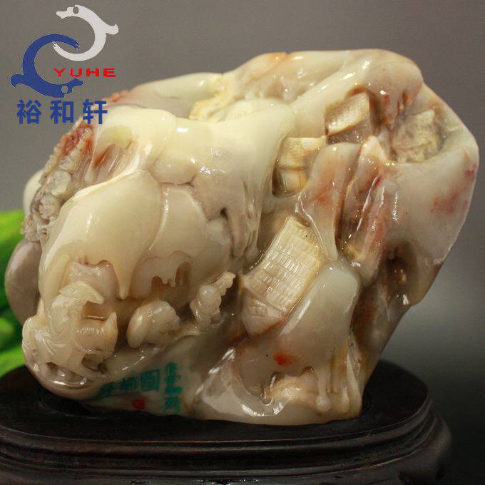 寿山石摆件 国石真品 芙蓉冻石 踏雪寻梅精美摆件【裕和轩】D7-1