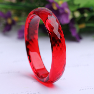 精品时尚红色水晶手镯 红色琉璃钻石面手镯 喜庆靓丽红水晶手镯