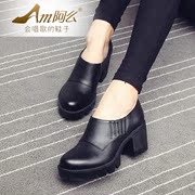 2016 new vintage simple coarse elastic dark shoes with foot and ankle boots