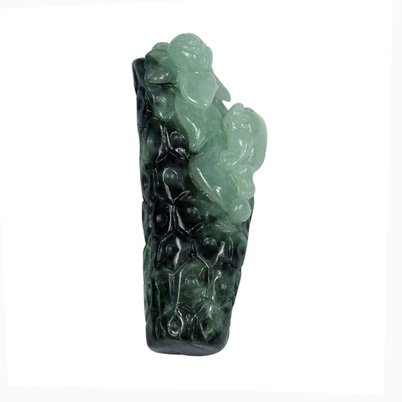 翡翠金蟾松材小摆件天然玉石把玩