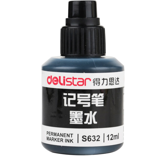 得力S632单头大头油性笔墨水 配S552记号笔12ml 长久耐用