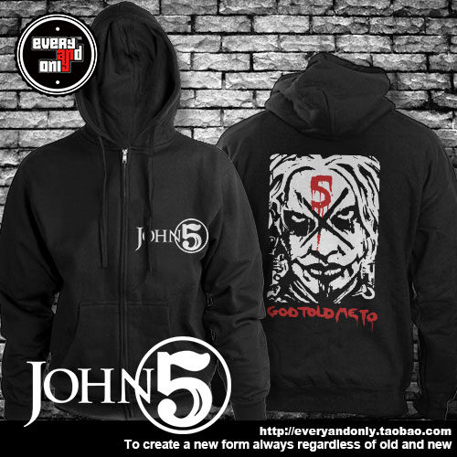 marilyn manson曼森前乐队吉他手john5印花男女秋冬圆领拉链卫衣