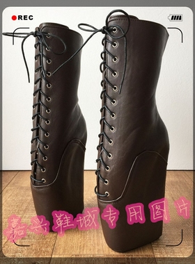 女王情趣咖啡哑光PU芭蕾包跟性感短靴女 BLDB70KFb