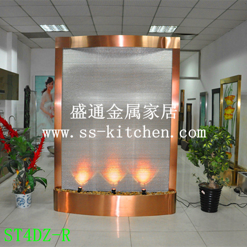 订做不锈钢水幕墙 办公隔断水帘 公司形象风水墙流水屏风