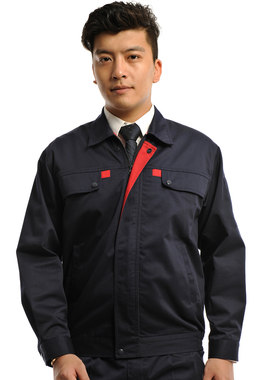安美薇藏青纱卡春秋工作服男工装厂服汽修工程服劳保服制服套装