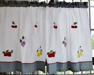 美式乡村 立体水果成品咖啡帘厨房窗帘半帘门帘 微瑕