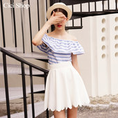 CICISHOP2016夏新款短裙 半身裙甜美百搭高腰大摆短裙百搭女6630