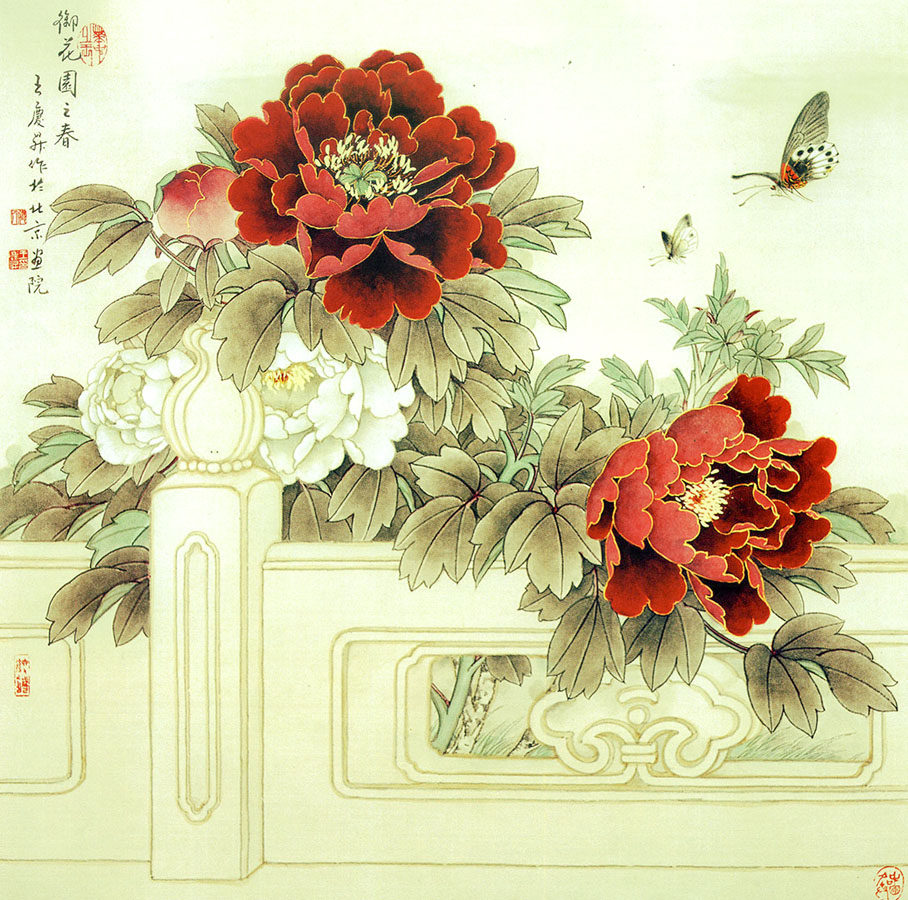 739海报印制写真喷绘332工笔牡丹花园之春客厅装饰画壁画 - 副本