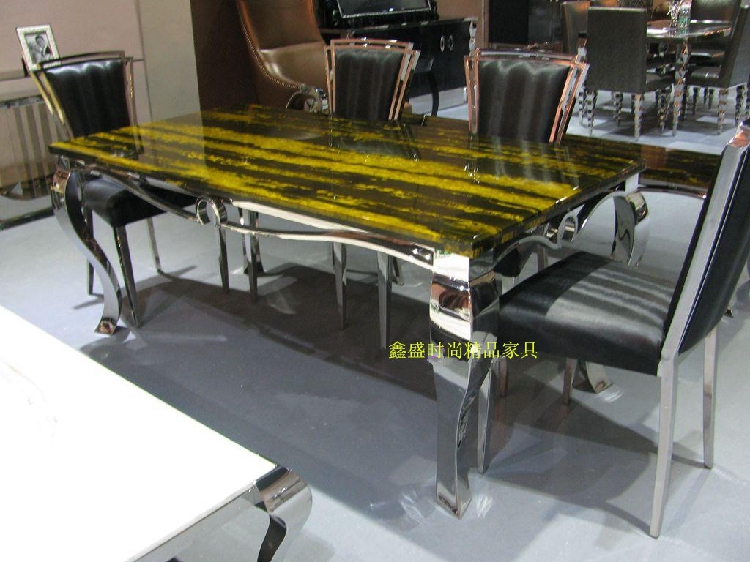 新古典後現代黃金龍大理石面餐桌/歐式不鏽鋼豪華餐廳飯桌5230在類目 住宅傢俱, 桌類, 餐桌中 - 來自Buy2taobao.com提供專業的淘寶代購服務