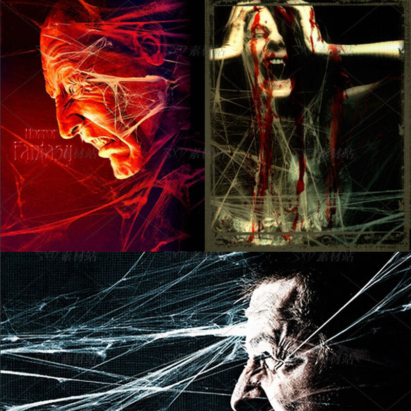 逼真暗黑系恐怖蜘蛛网效果ps笔刷