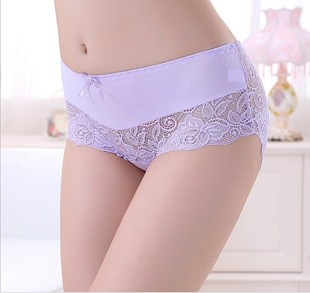 6条包邮蕾丝内裤女士莫代尔 透肉蝴蝶结小平角中底腰女士内裤5182