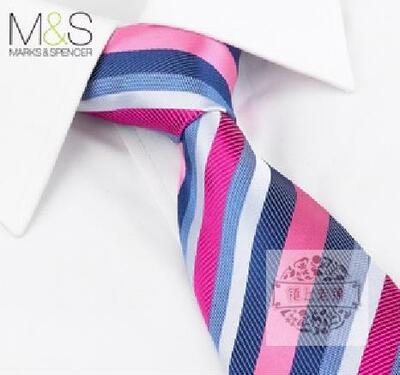 英国玛莎马莎marks &spencer 进口真丝织纹条纹梭织领带