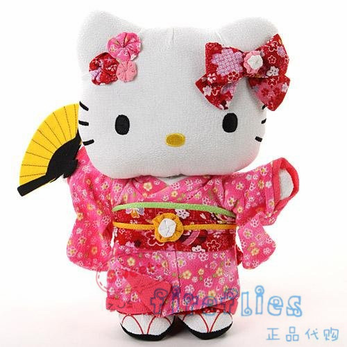 日本代购 hello kitty凯蒂猫穿和服的凯蒂猫公仔毛绒玩具