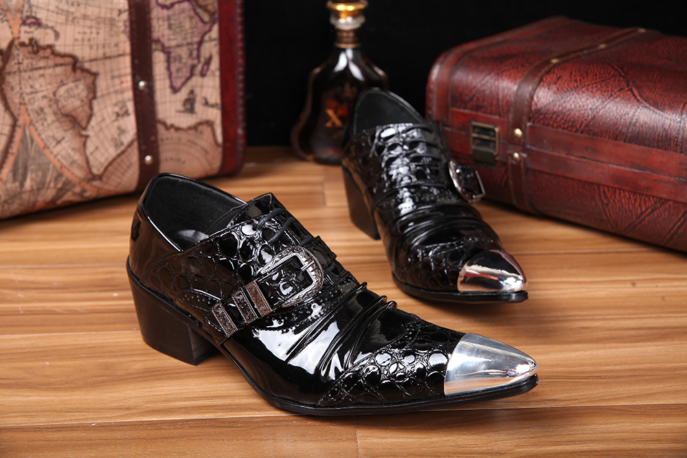 欧美风时尚尖头增高夜店男鞋