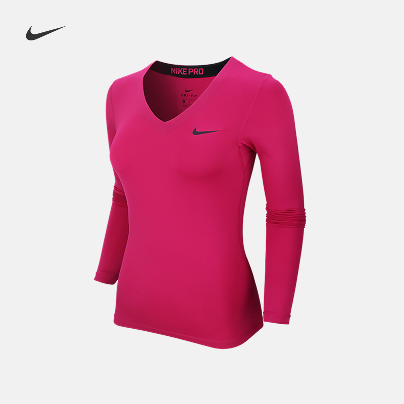 NIKE 耐克 PRO LS V-NECK 女子长袖训练紧身衣