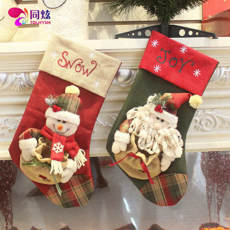 同炫 圣诞节装饰品圣诞袜子礼物袋老人雪人款糖果礼品袋子苹果袋|ruв категории фестиваль товаров/подарок, рождественских товаров/подарок/украшения, рождественские чулки - от Buy2taobao.com для оказания профессиональной услуги покупки агента Taobao