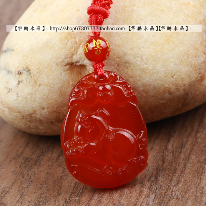 包邮2026年吉祥物新款红玛瑙生肖属猪金珠保泰饰品