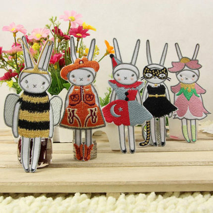 超酷 兔子FIFI的服装秀 兔女郎熨烫衣服装饰贴布贴花 带背胶