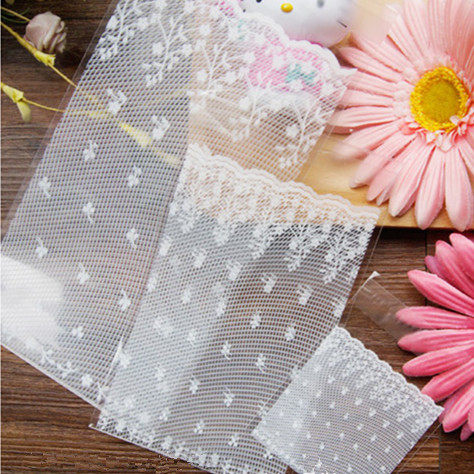 清爽碎花纱感白色蕾丝网状礼品包装袋 饰品袋 手机壳婚纱款自粘袋