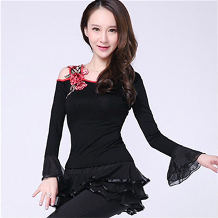 包邮广场舞服装新款冬季长袖女上衣成人拉丁舞练习舞衣大码舞蹈服