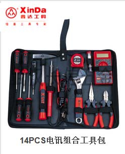 鑫达组套工具14PCS件套电工包组合工具套装14件电讯组套XD-0014D