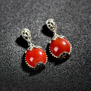 Thai Thai silver jewelry 925 Silver Korea star female Ruby Earrings Onyx earrings ear studs