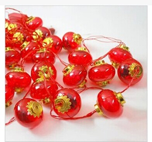 带电闪光水晶小灯笼新年婚庆灯笼串发光装饰灯笼串包邮