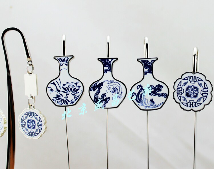 青花瓷金属书签中国风外事出国礼品工艺品创意礼物可定制LOGO