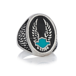 topman中性男士复古 神佑 翅膀戒指银色oval shaped wing ring