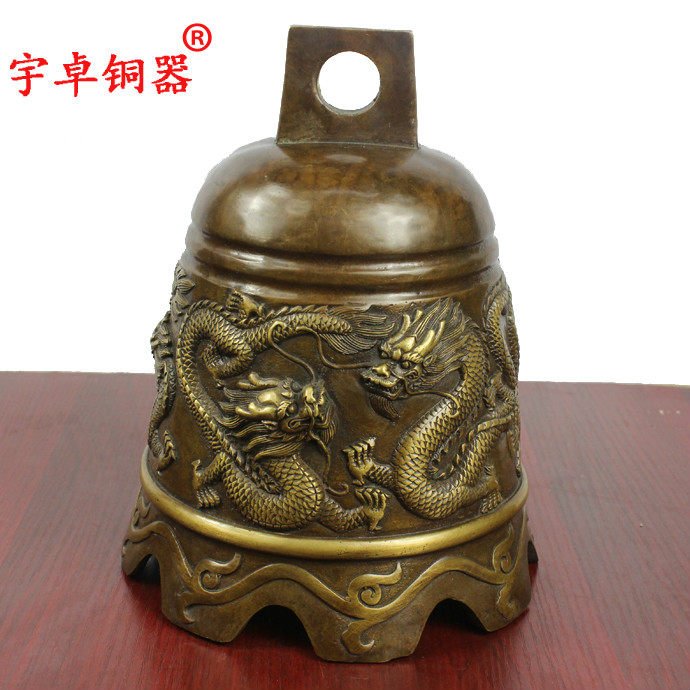 宇卓铜器铜龙纹黄铜钟 纯铜铃铛家居寺庙亭子工艺品挂件