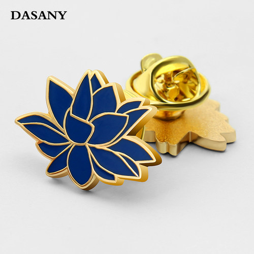 金属蓝莲花徽章定做异形红色