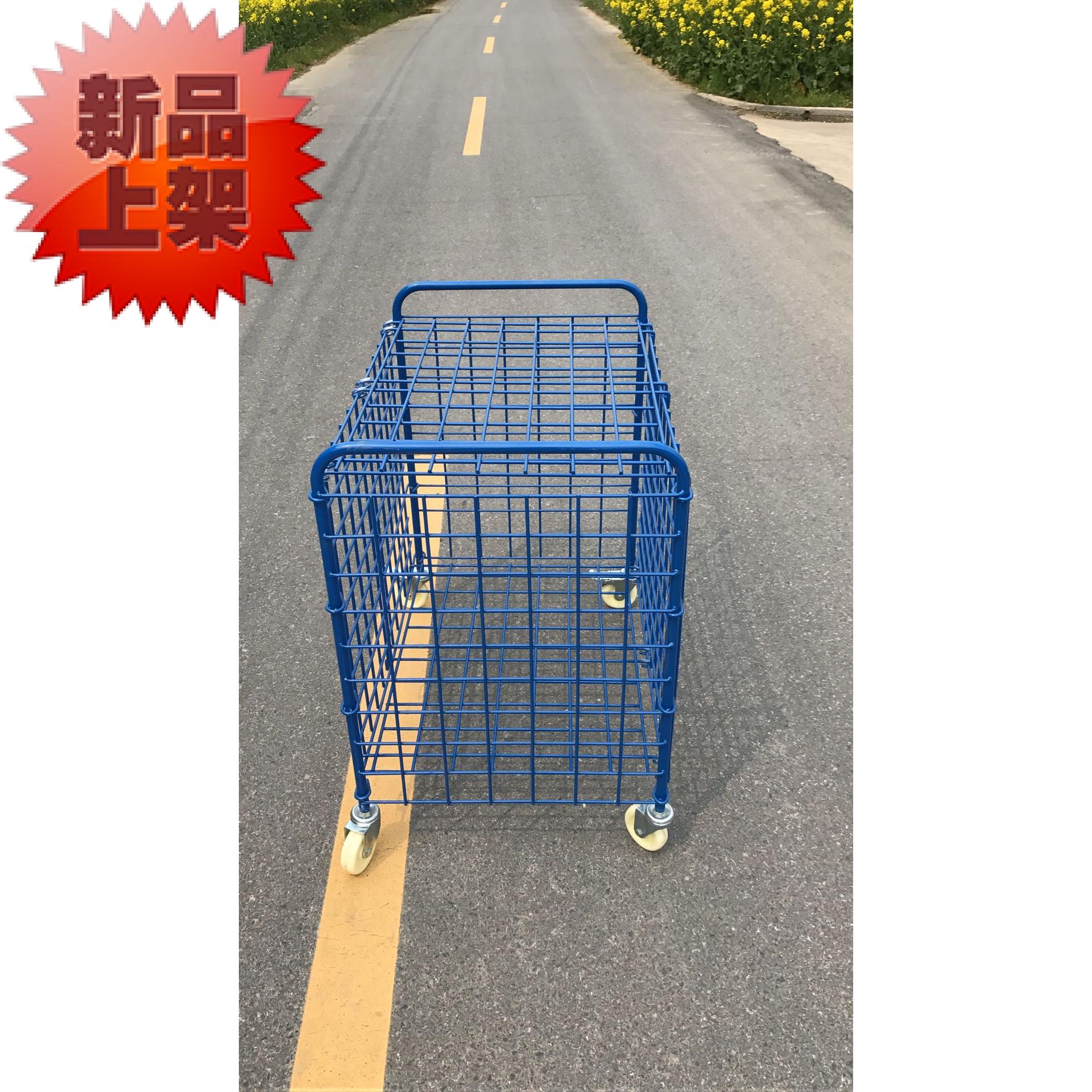 新款網(wǎng)片式折疊式球類推車 幼兒小皮球收納車 移動裝球車 籃球筐