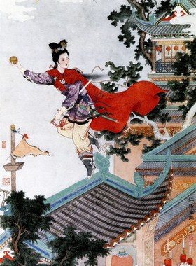 任率英工笔人物画 红线盗盒 古装仕女 家居招贴装饰画