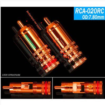 雅宝YARBO德国雅堡 RCA-020RC 发烧瑞士紫铜红铜RCA插头 莲花插头