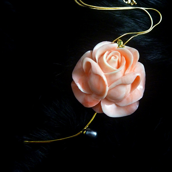 韩国正品手工粉嫩立体玫瑰花朵胸针项坠两用女首饰情人节礼