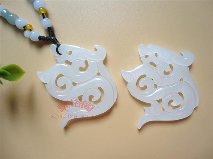 花千骨赵丽颖同款炎水玉勾玉仿古玉阿富汗玉石银吊坠项链饰品