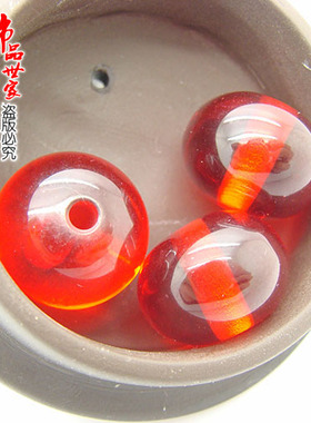 中东琥珀蜜蜡散珠/透明红色蜜蜡隔珠手链单珠/DIY扁珠配珠手串