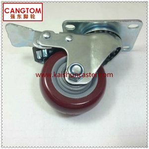 厂家直销3寸4寸5寸聚氨酯刹车万向轮带锁轮子固定脚轮推车滑轮子